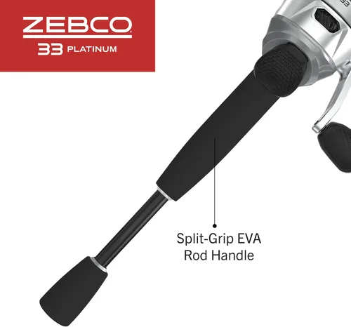 Miniatura 6 de Zebco 33 Platinum Spincast carrete y caña de pescar, embrague anti-marcha atrás