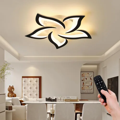 Miniatura 8 de JAYMP Lámpara de techo en forma de flor regulable moderna lámpara de techo con control remoto LED para dormitorio, sala de estar, comedor