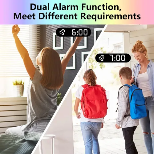 Miniatura 7 de Reloj despertador de proyección para techo de dormitorio, proyector giratorio de 180°, espejo RGB de 7.4 pulgadas, pantalla digital LED, alarma dual