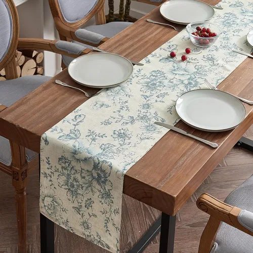 Miniatura 27 de jinchan Camino de mesa de lino floral para cocina, granja, 13 x 90 pulgadas, para isla de cocina, mesa de comedor, decoración interior y exterior, 1