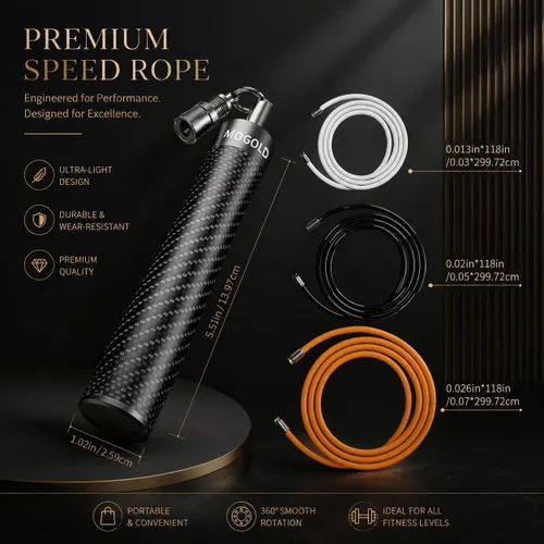 Miniatura 2 de Cuerda de Saltar con Peso para Hombres y Mujeres - Cuerdas de salto pesadas intercambiables de 1/5 lb, 1/4 lb, 1/2 lb - Giro de 360 Grados