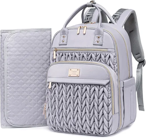 Tealari Mochila para pañales, elegante bolsa de pañales para bebé, mochila impermeable para pañales de viaje, bolsas de bebé con cambiador, correas