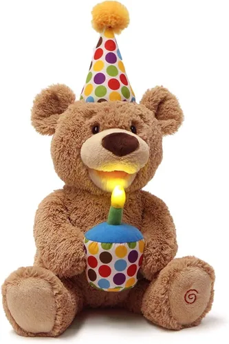 Miniatura 4 de GUND Oso de peluche Oso de cumpleaños con animación Oso de peluche de felpa, canta y brilla en la oscuridad, marrón, 10