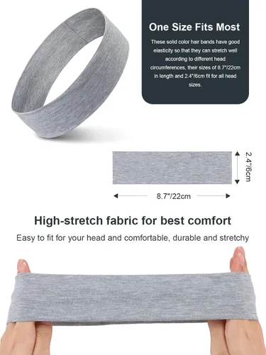Miniatura 6 de DRESHOW Paquete de 8 diademas para mujer, diademas anudadas de yoga, accesorios elásticos cruzados para el cabello, envoltura deportiva