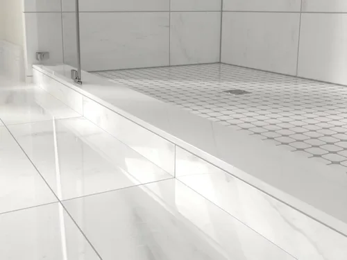 Miniatura 21 de Umbral de Mármol Artificial Súper Blanco para Bordillo de Ducha, Protector contra Salpicaduras de Tocador de Baño, Alféizar de Ventana, Transiciones
