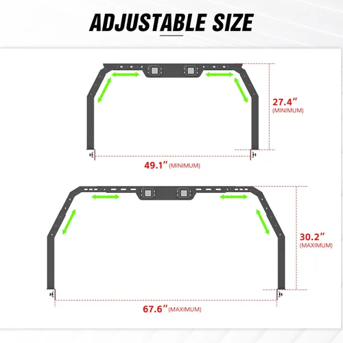Miniatura 3 de Soporte de carga para camión compatible con Silverado Sierra 1500 y Ford F150/Ranger/Dodge Ram 1500/Toyota Tundra/Gladiator JT/GMC