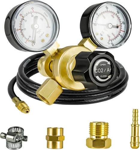 Miniatura 7 de Soldadura de gas de los medidores del regulador del argón del CO2, regulador del gas del argón 0-4500PSI para la soldadura de Mig Tig, conexión