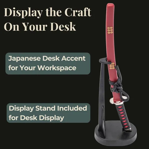 Miniatura 4 de Wablade Abrecartas Katana con soporte de 8.27 pulgadas, abrelatas de correo samurái japonés, fabricado en Seki Japón, decoración de escritorio mini