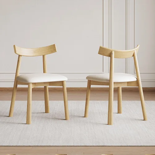 Miniatura 10 de Montary Juego de 2 sillas de comedor, modernas sillas de comedor con patas de acero dorado, elegantes sillas de piel sintética beige con respaldo
