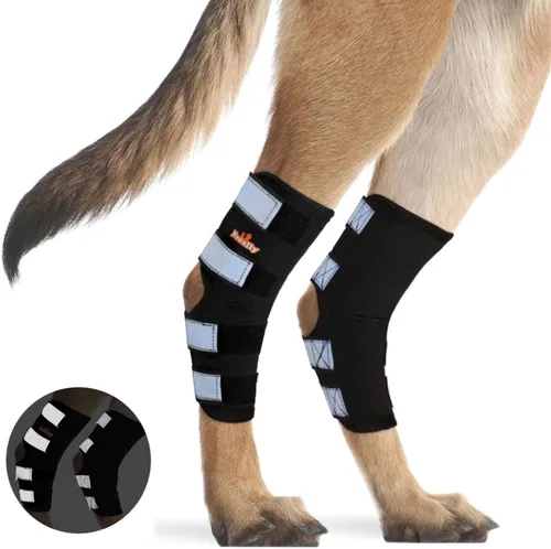 NeoAlly Par de soportes para la pierna trasera de perro con correas reflectantes de seguridad para lesiones articulares y protección contra