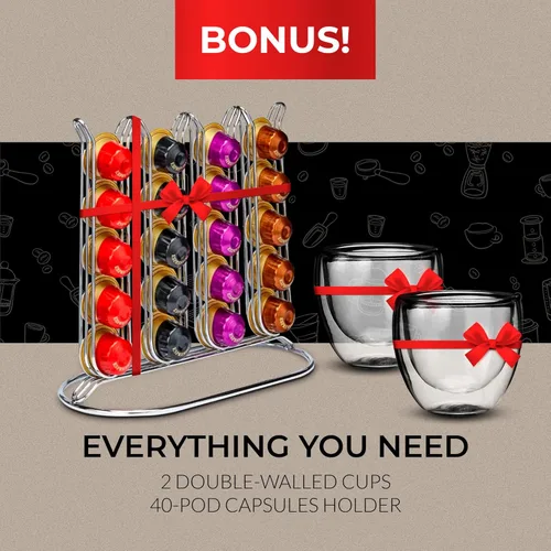 Miniatura 13 de ChefWave Máquina de café expreso y cafetera (negro) – Compatible con cápsulas Nespresso, programable, de un solo toque, bomba italiana de alta