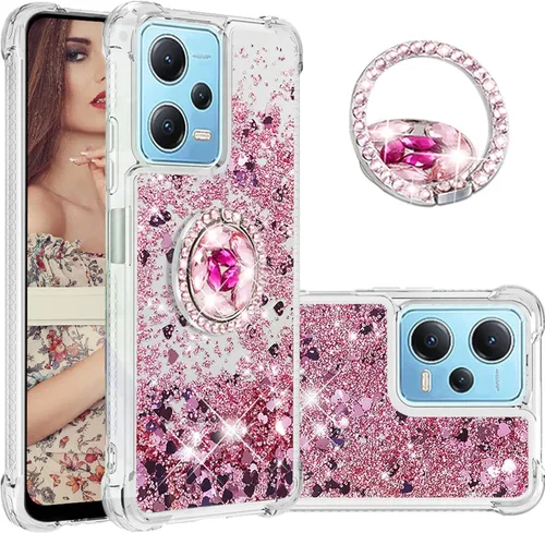 Miniatura 8 de CCSmall Funda brillante transparente brillante con purpurina para Xiaomi Redmi Note 12 5G (no 4G), cubierta de arena movediza líquida fluida