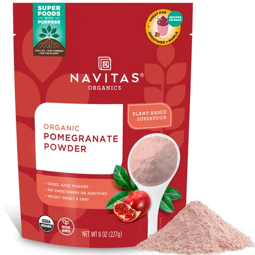 Navitas Organics Polvo de granada – Jugo orgánico en polvo – Para batidos, postres, salsas y más – Soporte antioxidante – USDA orgánico, sin OMG,