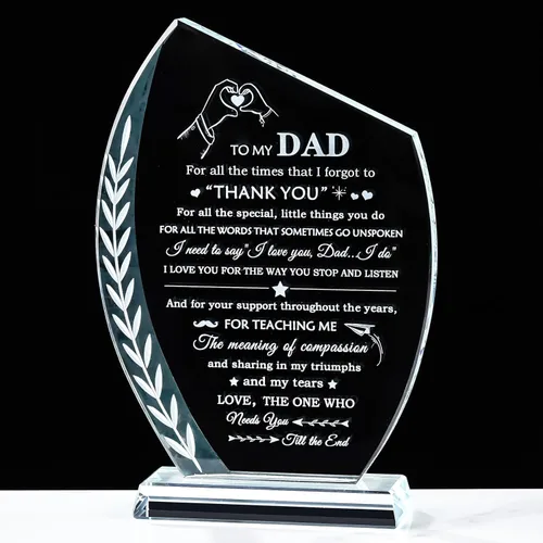 Miniatura 8 de Qianwei Regalos de cumpleaños para el abuelo de los nietos, placa de cristal único regalo para mi abuelo con base LED colorida, regalo