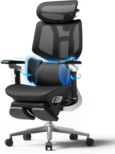 Hbada X7 Silla ergonómica inteligente, silla de oficina ergonómica, seguimiento lumbar totalmente automatizado, reposacabezas ajustable 4D,