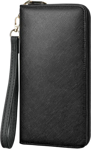Miniatura 75 de Chelmon - Monedero para mujer de cuero genuino con bloqueo de señal RFID, para tarjetas de crédito