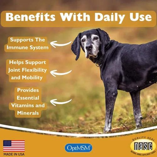 Miniatura 7 de Multivitamínico senior para perros – 150 tabletas con MSM, superóxido dismutasa, vitamina C y 19 nutrientes esenciales – Apoya la salud
