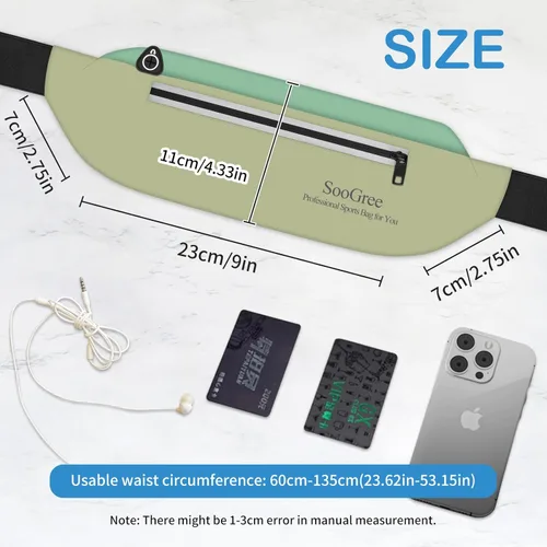 Miniatura 2 de SooGree Riñonera para correr para hombres y mujeres, ligera, impermeable, bolsa para correr, bolsa de almacenamiento reflectante nocturna para verde