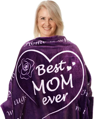 BESTSWEETIE Manta para el día de la madre, regalos para mamá, esposa, amiga, manta mullida de 50 x 60 pulgadas, color morado