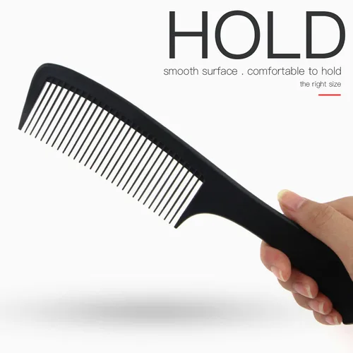 Miniatura 5 de Peine desenredante grande con mango profesional, fibra de carbono, corte, peluquería, peinado, diente redondo, peluquería, peluquería, peine