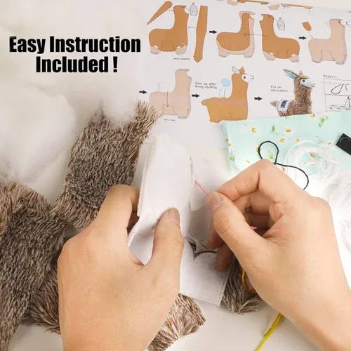 Miniatura 4 de HKKYO Kits de costura para niños de 8 a 12 años, artes y manualidades para niños de 8 a 12 años, kit de costura de llama para niños, haz tu propio