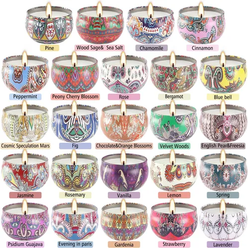 Miniatura 2 de Set de regalos de velas perfumadas de 24 piezas, velas de Adviento de cera de soja en lata de viaje para el hogar, velas en frasco de 2.5 oz