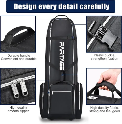 Miniatura 2 de Partage Golf Travel Bag with Wheels,Golf Travel Case for Airlines, 600D Heavy Duty Oxford