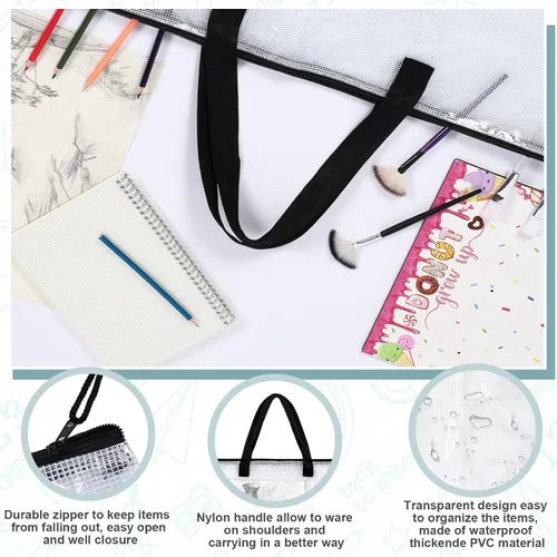 Miniatura 6 de Estuche de 3 piezas de cartera de arte de 24 x 36 pulgadas, bolsa grande de almacenamiento de arte, bolsa de almacenamiento de pósteres