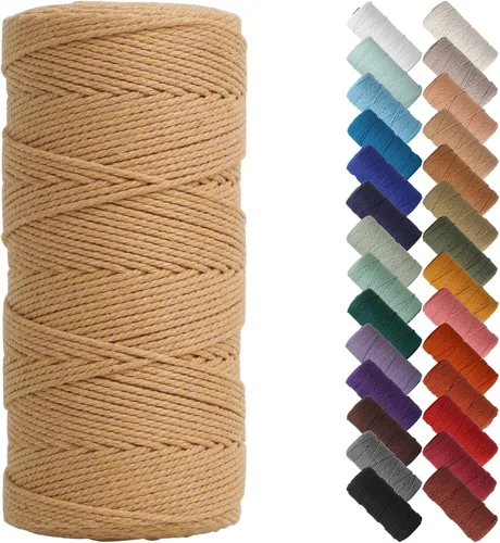 Miniatura 21 de Cordón de macramé de 1/8 pulgadas 220 yardas (200 metros) suministros naturales de macramé, hilo de macramé, cuerda de algodón de color, cuerda