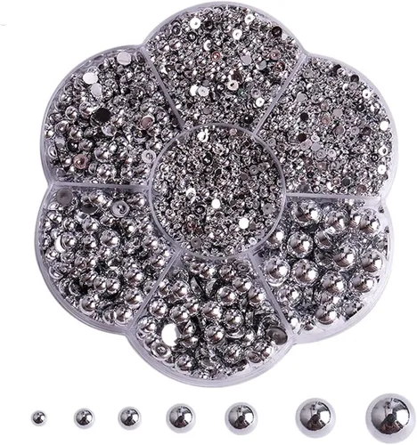 Miniatura 12 de 5700 piezas de medias perlas coloridas para manualidades, perlas de uñas para manualidades, accesorios de bricolaje, perlas de espalda plana
