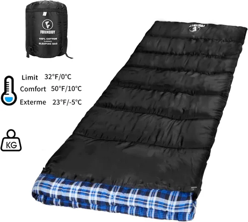 Miniatura 3 de Flannel Sleeping Bag for Adults Camping Machine Washable XL size. Waterproof & Warm Includes compression sack. Great for backpacking, hiking, or