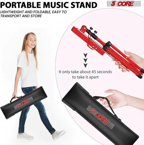 Miniatura 6 de 5 CORE Soporte de partituras portátil de doble uso para libros de escritorio, trípode ligero plegable ajustable de 52 pulgadas con bolsa de Negro