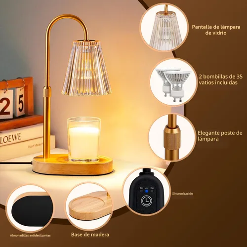 Miniatura 4 de Lámpara calentadora de velas con temporizador, velas eléctricas, calentadores de cera, lámparas de vidrio para tarros, quemador, altura ajustable