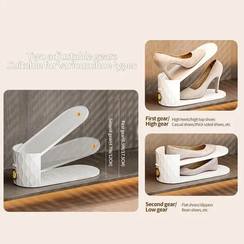 Miniatura 3 de Paquete de 15 Organizadores de Ranuras para Zapatos, Apilador de Zapatos Ajustable para Almacenamiento en Closet, Ahorrador de Espacio de Doble