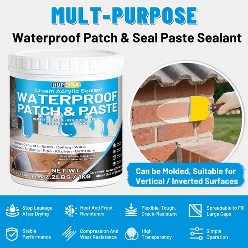 Miniatura 7 de Pasta selladora impermeable para parche y sellado de goma, 2.2lbs Pasta transparente anti-filtraciones invisible para reparación de superficies