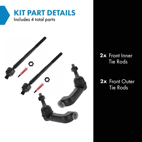 Miniatura 2 de TRQ Juego de barras de acoplamiento delanteras interiores y exteriores, 4 piezas, compatibles con Jeep Liberty 2006-2007
