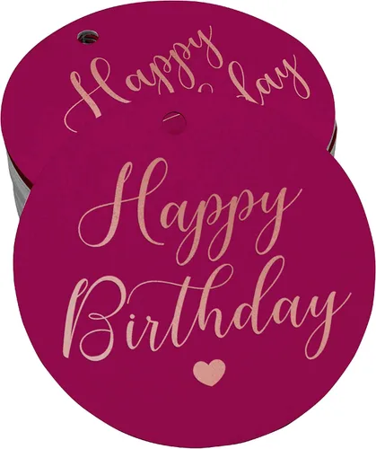 Miniatura 30 de Etiqueta de papel para colgar con texto en inglés «Happy Birthday» (50 unidades)
