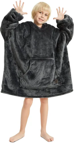 Miniatura 20 de Three Poodle - Manta con capucha portátil para niños, sudadera de sherpa de gran tamaño con capucha gigante, manta con capucha cálida y acogedora