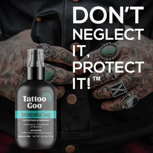 Miniatura 4 de Tattoo Goo Jabón limpiador, 3 onzas, para el cuidado posterior de piercings y tatuajes, hidrata y limpia la suciedad, jabón equilibrado de pH,