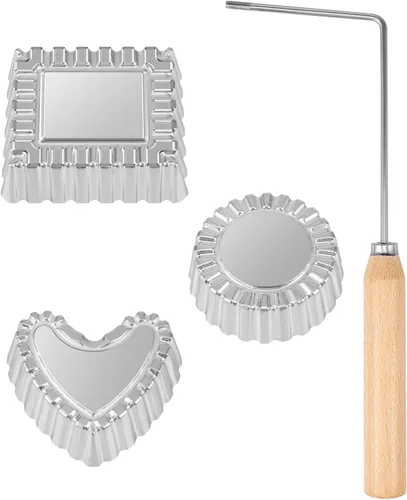 Miniatura 10 de Molde para bunuelos con mango de madera, molde de aluminio para hacer galletas, rosetón desmontable, herramienta de bunuelos para galletas, molde 2