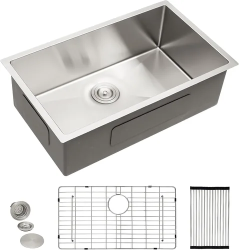 Miniatura 12 de Fregadero de lavandería de montaje inferior 23 pulgadas x 18 pulgadas, lavabo bajo encimera, calibre 16, acero inoxidable 304, 12 pulgadas