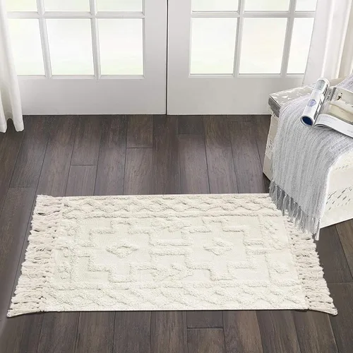 Miniatura 11 de Uphome Alfombra bohemia para pasillo de 2 x 6 pies, color beige, de algodón, lavable, con borlas, tejida a mano, alfombra de pasillo occidental