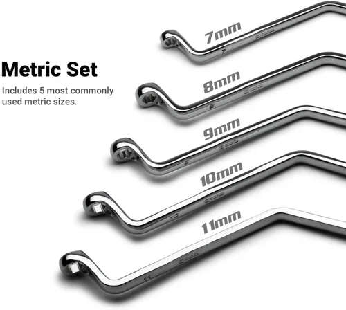 Miniatura 6 de Capri Tools Juego de llaves purgador de frenos, de doble extremo angular, 7 a 11 mm, 5 piezas, métrica