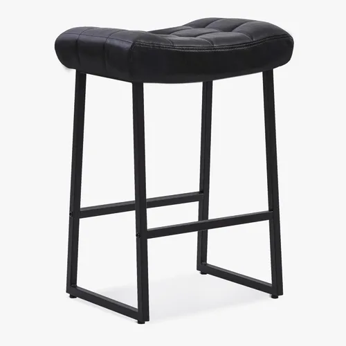 RNKSFX Taburete de bar moderno negro para encimera de cocina sin respaldo de altura de mostrador con asiento tapizado de piel sintética y marco de