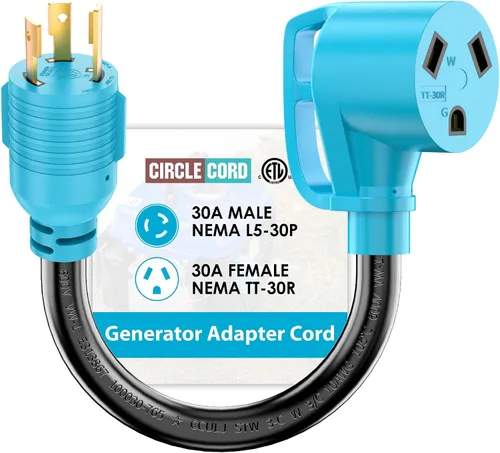 Miniatura 9 de CircleCord Cable adaptador NEMA L5-30P a L14-30R, adaptador de interruptor de transferencia de generador de 4 a 3 puntas, bloqueo giratorio