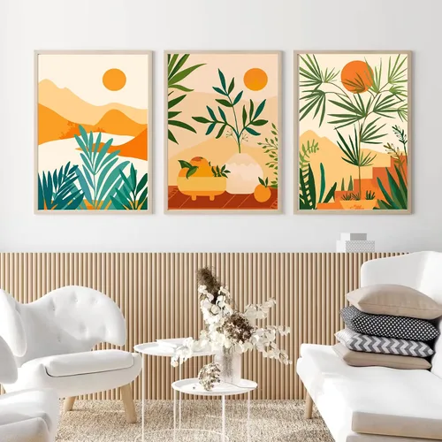 Miniatura 3 de cupmod Paquete de 6 kits de pintura por números para adultos principiantes, Número Boho Acrílico Fácil, DIY Números de Acuarela en Lienzo Sin Marco