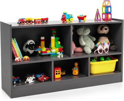 Miniatura 11 de Costzon Organizador de almacenamiento de juguetes para niños, almacenamiento escolar de 5 secciones para organizar libros, juguetes, estantería