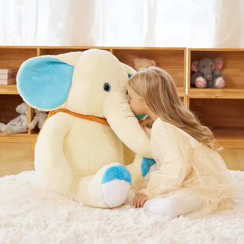 Miniatura 5 de EARTHSOUND Juguete de peluche de elefante gigante, de 30 pulgadas, juguetes suaves y grandes, tamaño grande, enorme y esponjoso, de gran