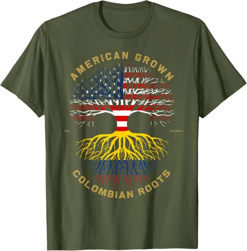 Miniatura 81 de Camiseta de regalo con la bandera de Estados Unidos con árbol de raíces colombianas