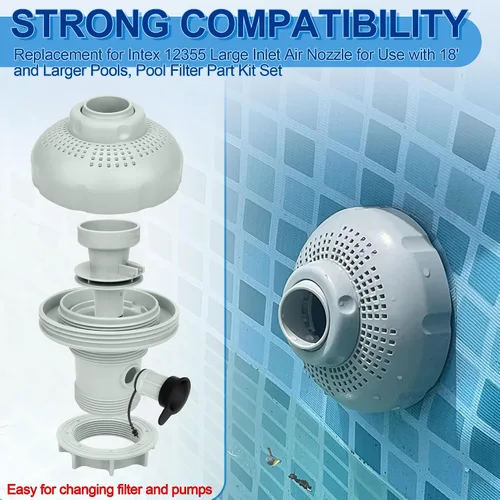 Miniatura 2 de 12355 Boquilla de aire de entrada grande compatible con bombas Intex 1900-2450gph, boquilla de aire de entrada de piscina para piscinas Intex de 18